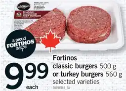 Fortinos FORTINOS CLASSIC BURGERS 500 G OR TURKEY BURGERS 560 G offer
