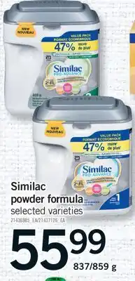 Fortinos SIMILAC POWDER FORMULA, 837/859 G offer
