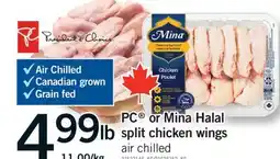 Fortinos PC OR MINA HALAL SPLIT CHICKEN WINGS offer