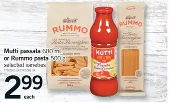 Fortinos MUTTI PASSATA 680 ML OR RUMMO PASTA, 500 G offer