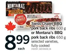 Fortinos SWISS CHALET BBQ PORK BACK RIBS, 600 G OR MONTANA'S BBQ PORK BACK RIBS, 650 G offer