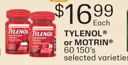 Fortinos TYLENOL OR MOTRIN , 60 150's offer