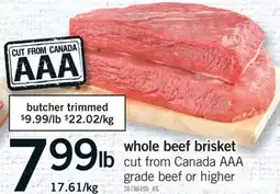 Fortinos WHOLE BEEF BRISKET offer