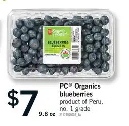 Fortinos PC ORGANICS BLUEBERRIES, 9.8 OZ offer