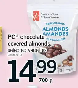Fortinos PC CHOCOLATE COVERED ALMONDS, 700 G offer