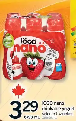Fortinos IOGO NANO DRINKABLE YOGURT, 6X93 ML offer