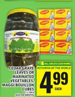 Food Basics CEDAR GRAPE LEAVES OR MARINATED VEGETABLES, MAGGI BOUILLON CUBES offer