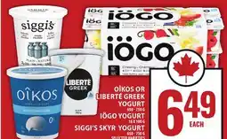 Food Basics OÎKOS OR LIBERTÉ GREEK YOGURT, IÖGO YOGURT OR SIGGI'S SKYR YOGURT offer