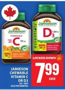 Food Basics JAMIESON CHEWABLE VITAMIN C OR D3 offer