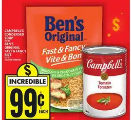 Food Basics CAMPBELL'S CONDENSED SOUP 284 ML BEN'S ORIGINAL FAST & FANCY RICE 132 G offer