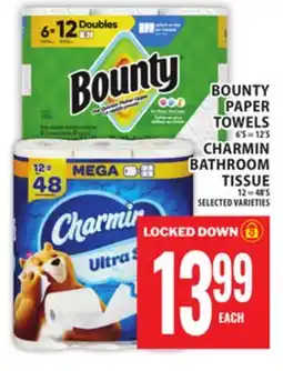 Food Basics BOUNTY PAPER TOWELS OR CHARMIN BATHROOM TISSUE offer