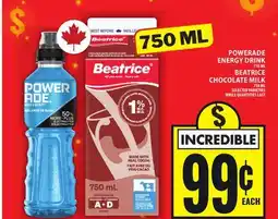 Food Basics POWERADE ENERGY DRINK OR BEATRICE CHOCOLATE MILK offer