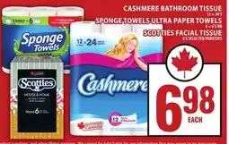 Food Basics CASHMERE BATHROOM TISSUE OR SPONGE TOWELS ULTRA PAPER TOWELS OR SCOTTIES FACIAL TISSUE offer