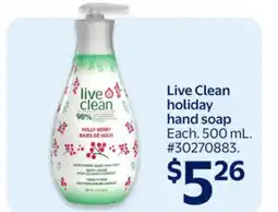 Walmart Live Clean holiday hand soap offer