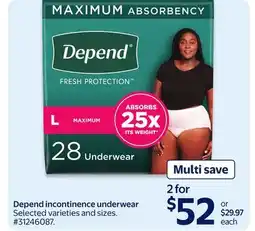 Walmart Depend incontinence underwear offer