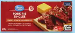 Walmart Great Value fully cooked pork back ribs or rib singles offer