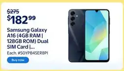 Walmart Samsung Galaxy A16 (4GB RAM | 128GB ROM) Dual SIM Card | Unlocked Brand New Phone (Black) offer