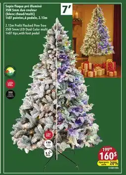 Sushi Shop 2.13m Prelit Flocked Pine Tree 350l 5mm LED Dual Color multi 1407 tips,with foot pedal offer
