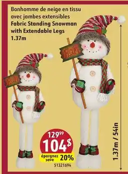 Sushi Shop Fabric Standing Snowman with Extendable Legs 1.37m offer