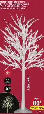 Sushi Shop 1.5m Pre Lit White Birch Tree 700 Warm White LED Lights offer