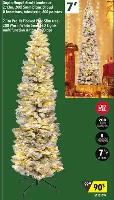 Sushi Shop 2.1m Pre-lit Flocked Pine Slim tree 200 Warm White 5mm LED Lights multifunction & timer, 600 tips offer