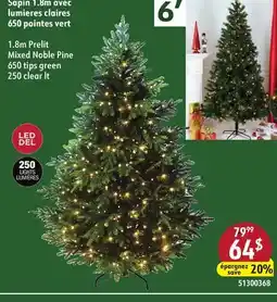 Sushi Shop 1.8m Prelit Mixed Noble Pine 650 tips green 250 clear lt offer