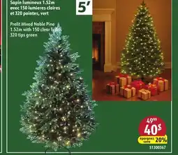 Sushi Shop Prelit Mixed Noble Pine 1.52m with 150 clear lights 320 tips green offer