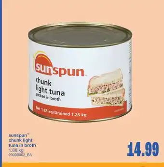Wholesale Club CHUNK LIGHT TUNA IN BROTH, 1.88 kg offer
