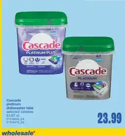 Wholesale Club PLATINUM DISHWASHER TABS, 51/67 ct offer