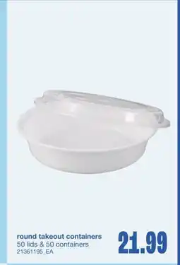 Wholesale Club ROUND TAKEOUT CONTAINERS, 50 lids & 50 containers offer