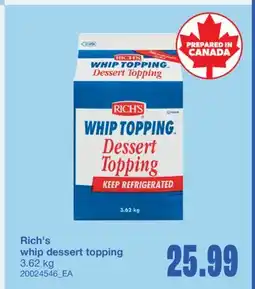 Wholesale Club WHIP DESSERT TOPPING, 3.62 kg offer