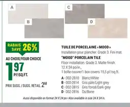 BMR TUILE DE PORCELAINE MOOD offer