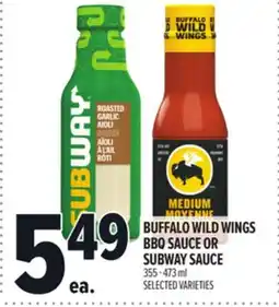 Metro BUFFALO WILD WINGS BBQ SAUCE OR SUBWAY SAUCE offer