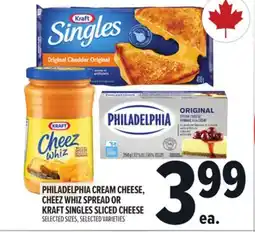 Metro PHILADELPHIA CREAM CHEESE, CHEEZ WHIZ SPREAD OR KRAFT SINGLES SLICED CHEESE offer