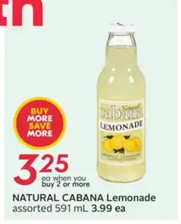 Sobeys NATURAL CABANA Lemonade offer