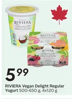 Sobeys RIVIERA Vegan Delight Regular Yogurt offer