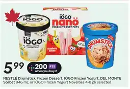 Sobeys NESTLÉ Drumstick Frozen Dessert, IÖGO Frozen Yogurt, DEL MONTE Sorbet offer