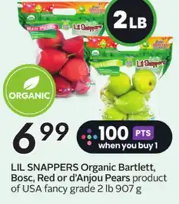 Sobeys LIL SNAPPERS Organic Bartlett, Bosc, Red or d'Anjou Pears offer
