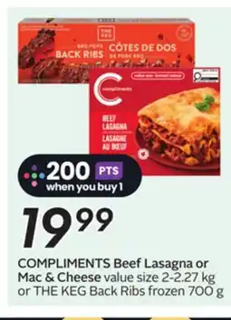 Sobeys COMPLIMENTS Beef Lasagna or Mac & Cheese offer
