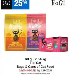 Ren’s Pets Depot 68 g - 2.54 kg Tiki Cat Bags & Cans of Cat Food offer
