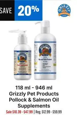 Ren’s Pets Depot Grizzly Pet Products Pollock & Salmon Oil Supplements offer