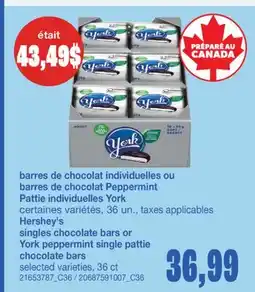 Wholesale Club BARRES DE CHOCOLAT INDIVIDUELLES OU BARRES DE CHOCOLAT PEPPERMINT PATTIE INDIVIDUELLES, 36 CT offer