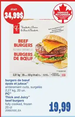 Wholesale Club BURGERS DE BŒUF ÉPAIS ET JUTEUX, 2,27 KG, 20 UN offer