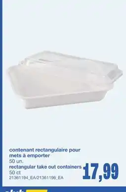 Wholesale Club CONTENANT RECTANGULAIRE POUR METS À EMPORTER, 50 UN offer