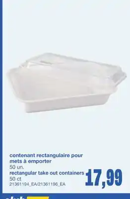Wholesale Club CONTENANT RECTANGULAIRE POUR METS À EMPORTER, 50 UN offer