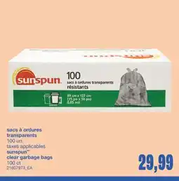 Wholesale Club SACS À ORDURES TRANSPARENTS, 100 UN offer