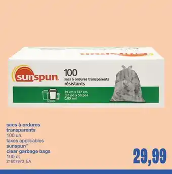 Wholesale Club SACS À ORDURES TRANSPARENTS, 100 UN offer