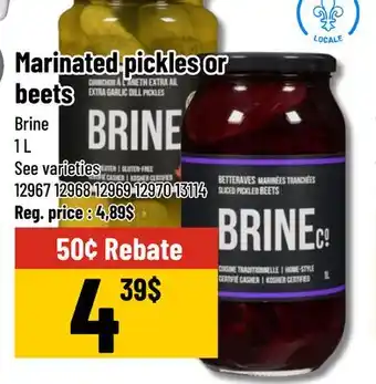 Mayrand Brine Marinated pickles or beets offer
