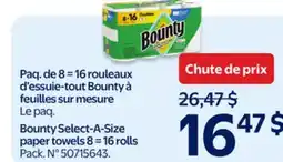 Walmart Bounty Select-A-Size paper towels 8=6 rolls offer