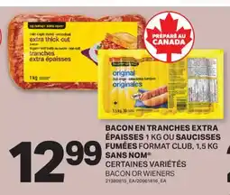 L'Intermarché BACON EN TRANCHES EXTRA ÉPAISSES 1 KG OU SAUCISSES FUMÉES | FORMAT CLUB, 1,5 KG BACON OR WIENERS offer